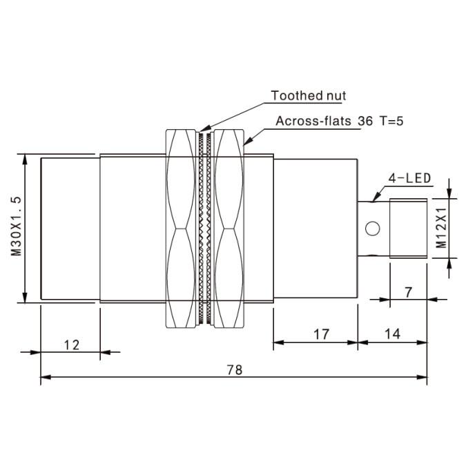 Індуктивний датчик Akusense TRN30-15PC-E2