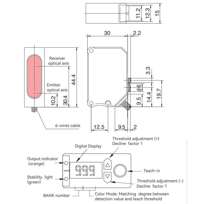 Датчик кольору Akusense ESC-18P