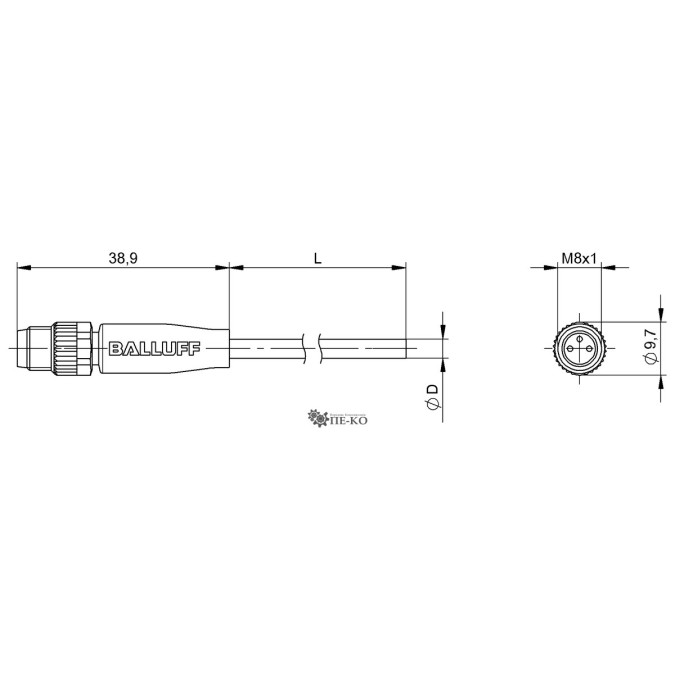 Кабель для датчиків Balluff BCC02NN (BCC M313-0000-20-001-VX8334-100)