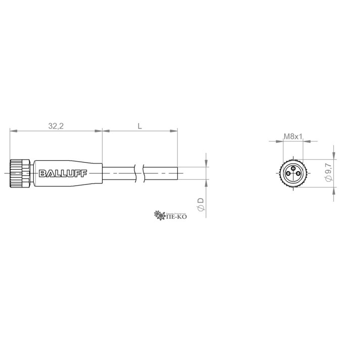 Кабель для датчиків Balluff BCC02NU (BCC M313-0000-10-001-VX8334-020)