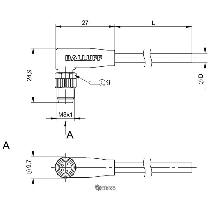 Кабель для датчиків Balluff BCC02PJ (BCC M324-0000-20-003-VX8434-050)