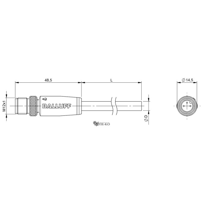 Кабель для датчиків Balluff BCC02ZP (BCC M413-0000-2A-037-PS0334-050)