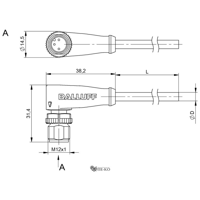 Кабель для датчиків Balluff BCC0302 (BCC M423-0000-2A-002-PX0334-050)