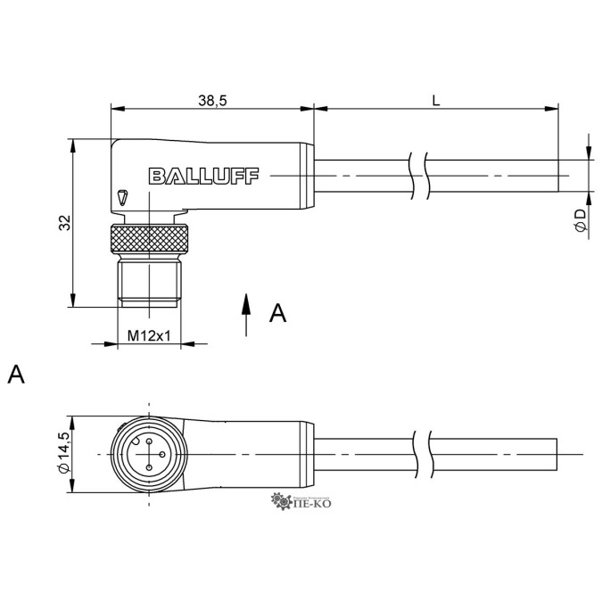Кабель для датчиків Balluff BCC0305 (BCC M423-0000-2A-036-PS0334-050)