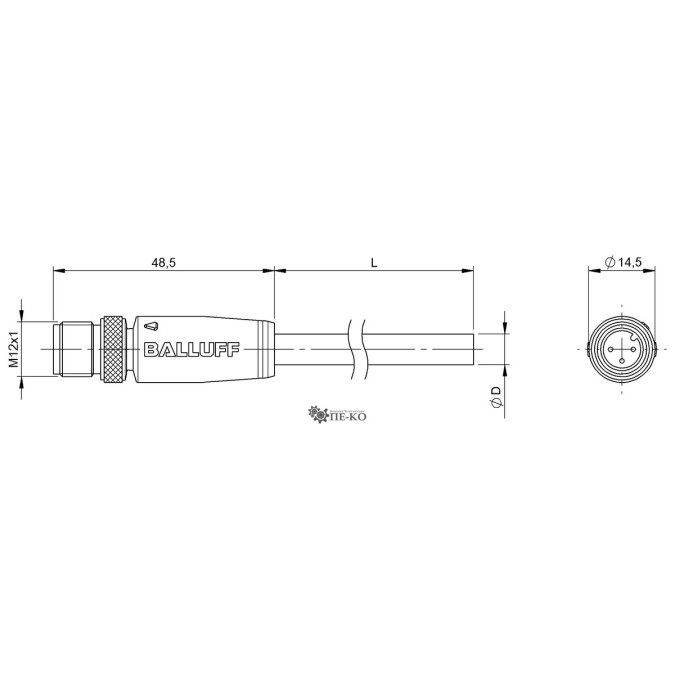 Кабель для датчиків Balluff BCC033C (BCC M413-0000-2A-036-VS8334-050)
