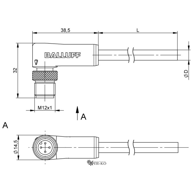 Кабель для датчиків Balluff BCC035Y (BCC M424-0000-2A-014-VS8434-020)
