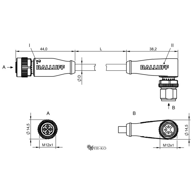 Кабель для датчиків Balluff BCC038J (BCC M415-M423-3A-300-VX8334-010)