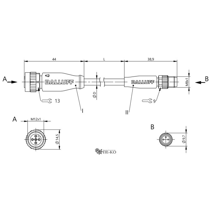 Кабель для датчиків Balluff BCC03MC (BCC M415-M313-3F-300-PX0334-010)