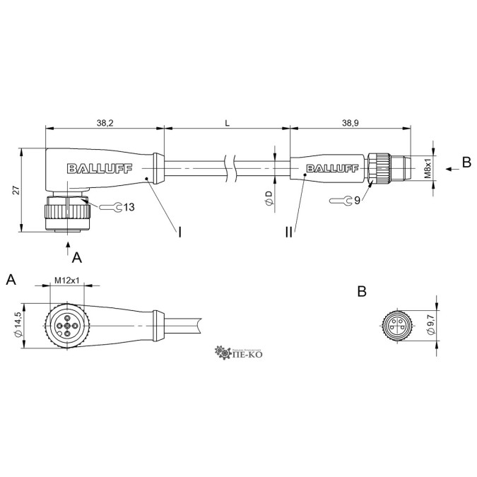 Кабель для датчиків Balluff BCC03U9 (BCC M425-M314-3F-304-VX8434-010)