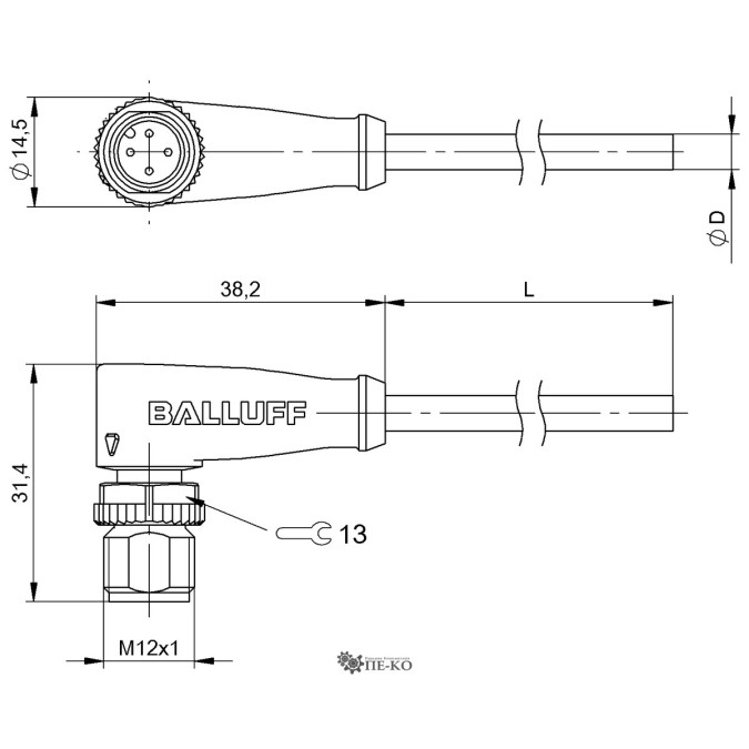 Кабель для датчиків Balluff BCC04ZU (BCC M424-0000-2A-003-VX8434-020)