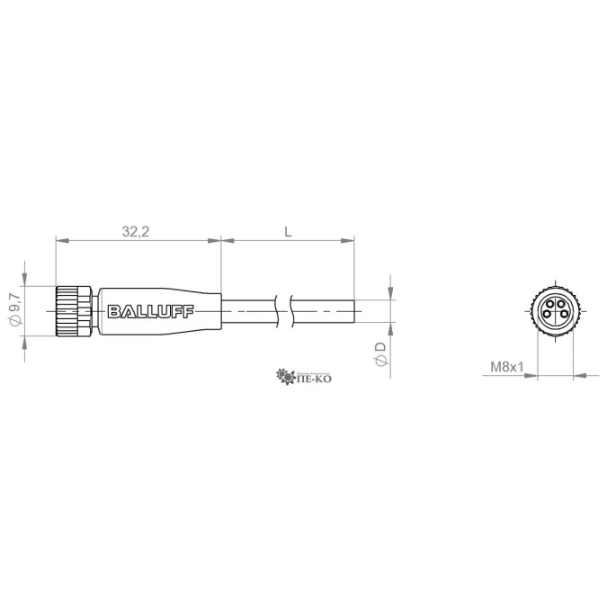 Кабель для датчиків Balluff BCC053W (BCC M314-0000-10-003-EX44T2-050)
