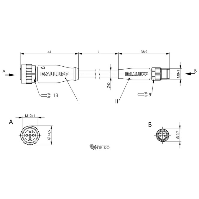 Кабель для датчиків Balluff BCC05KJ (BCC M415-M314-3F-606-EX44T2-010)