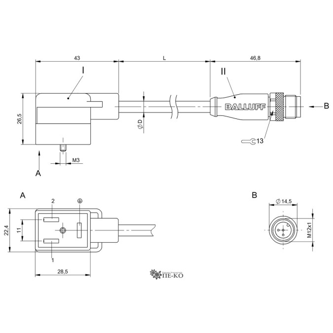 Кабель для датчиків Balluff BCC0673 (BCC VB43-M413-3E-666-VX8350-010)