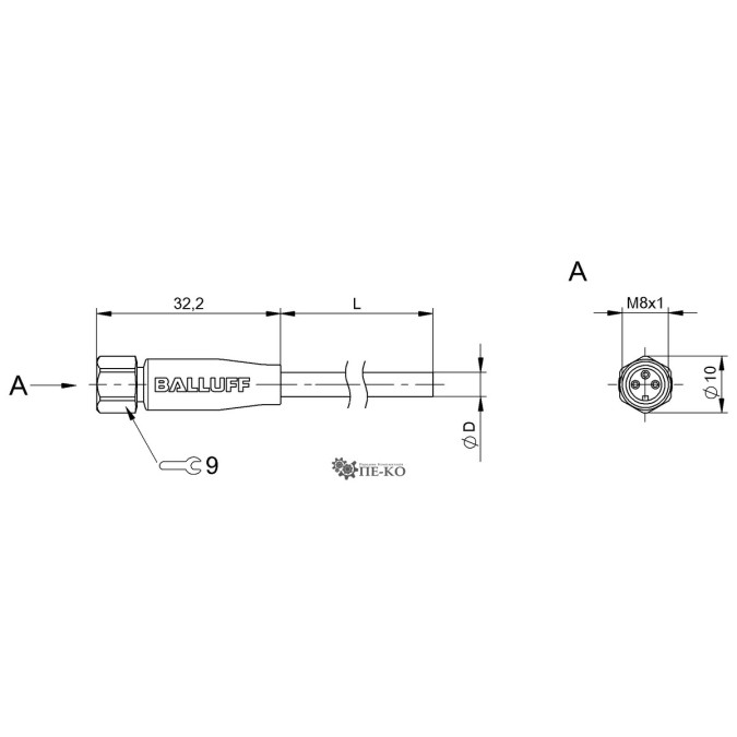 Кабель для датчиків Balluff BCC06WA (BCC S313-0000-10-001-PX8334-100-C002)