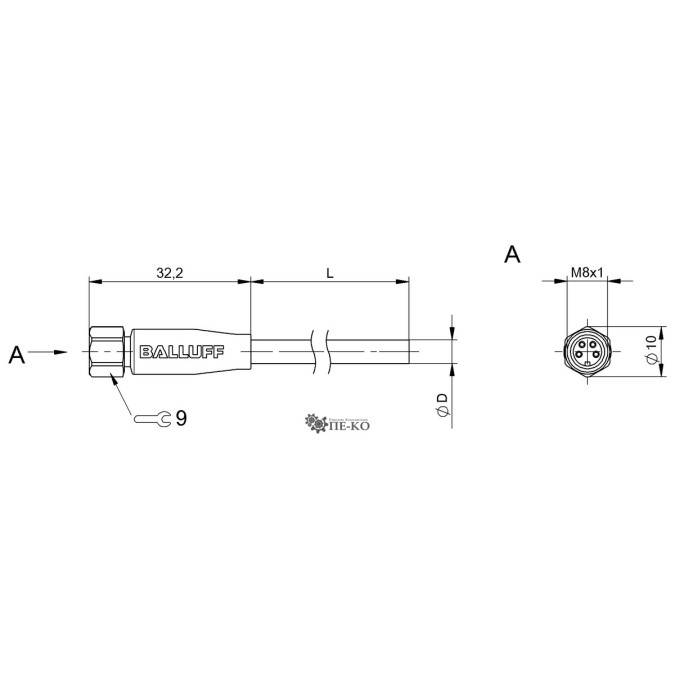 Кабель для датчиків Balluff BCC06WC (BCC S314-0000-10-003-PX8434-100-C002)