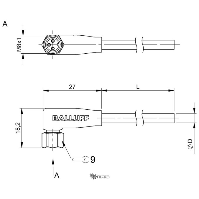 Кабель для датчиків Balluff BCC06WE (BCC S323-0000-10-001-PX8334-100-C002)