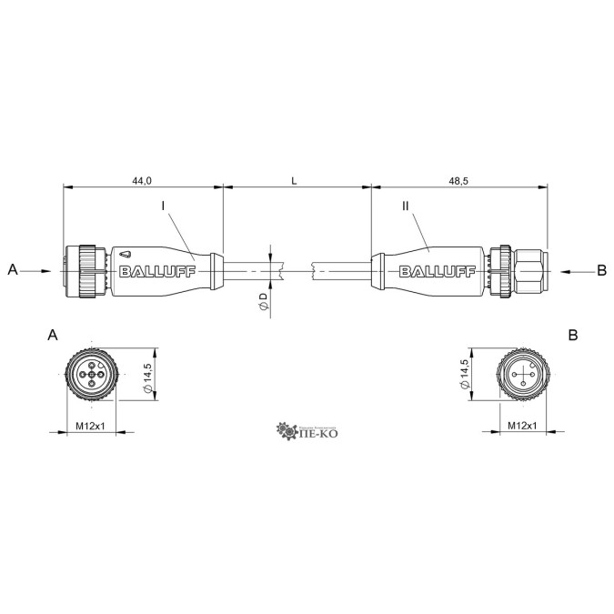 Кабель для датчиків Balluff BCC08HU (BCC M415-M413-3A-300-PX0334-100)