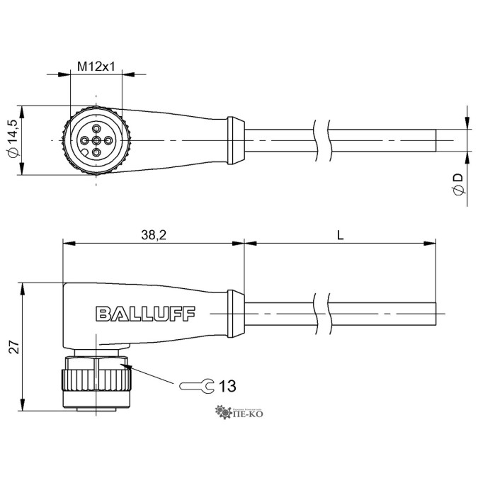 Кабель для датчиків Balluff BCC08LR (BCC M425-0000-1A-001-VX8334-030)