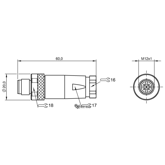 Роз'єм для датчиків Balluff BCC097K (BCC S435-0000-2A-000-41X575-000)