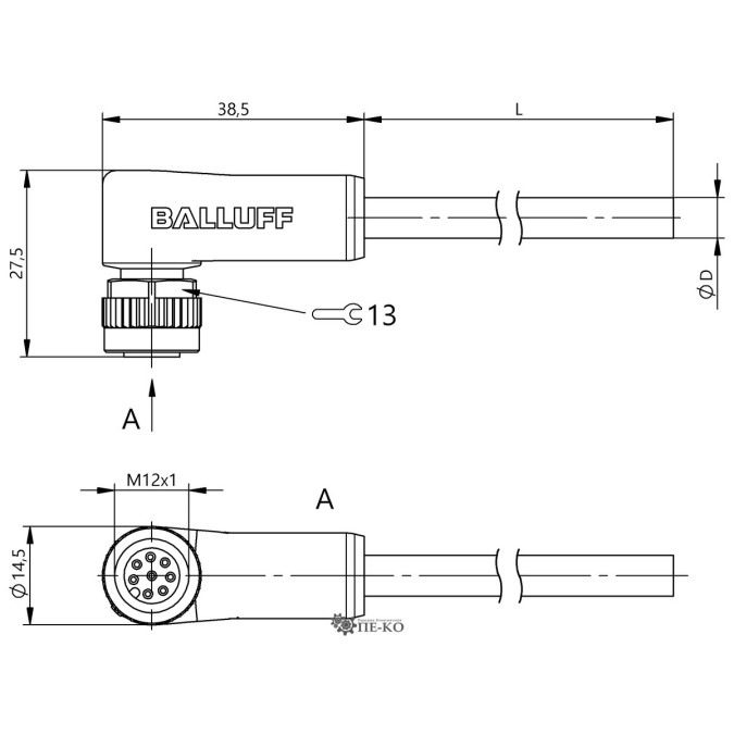 Кабель для датчиків Balluff BCC09HA (BCC M428-0000-1A-045-PX0825-100)