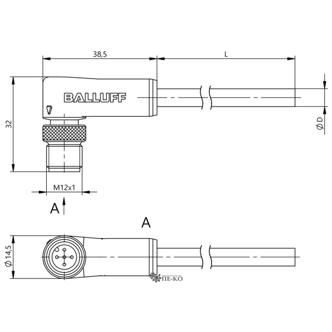 Кабель для датчиків Balluff BCC09K2 (BCC M425-0000-2A-043-PS0534-100)