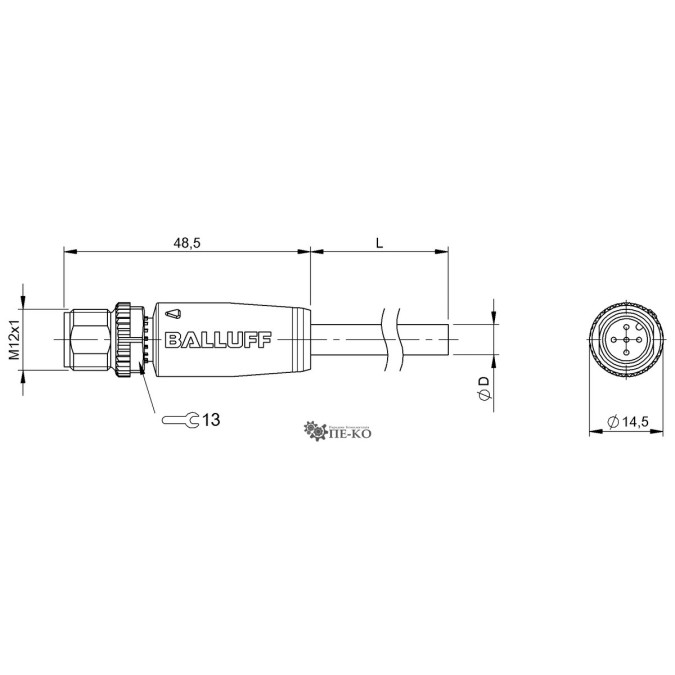 Кабель для датчиків Balluff BCC09MP (BCC M415-0000-2A-067-PS75N6-100)