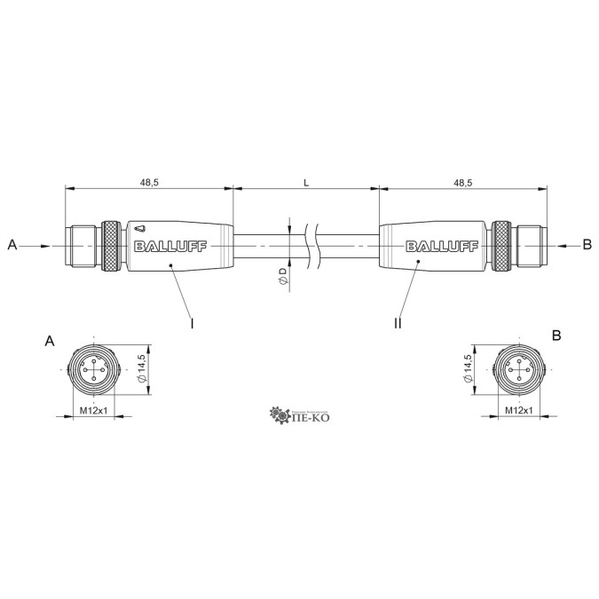 Кабель для датчиків Balluff BCC09NP (BCC M414-M414-6D-338-ES64N9-050)