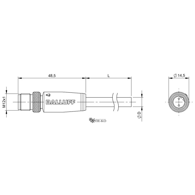Кабель для датчиків Balluff BCC0A10 (BCC M412-0000-2B-031-PS72N1-100)