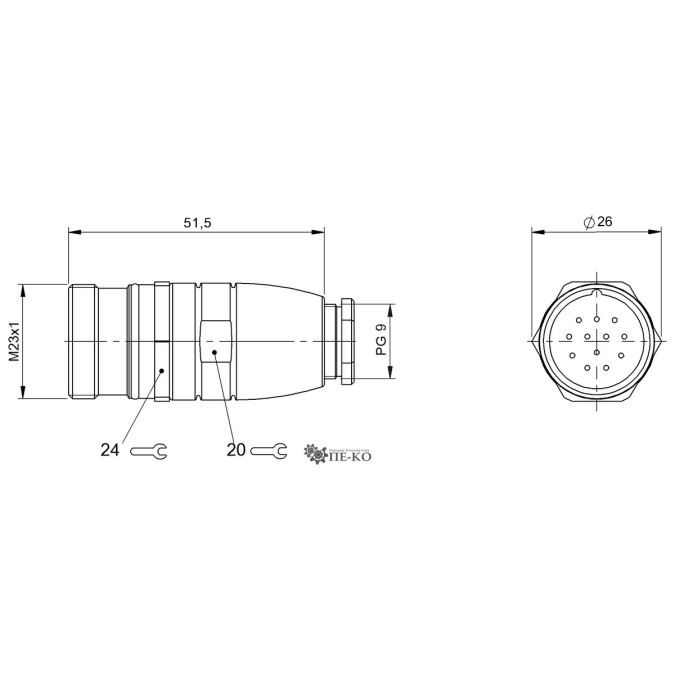 Роз'єм для датчиків Balluff BCC0AY5 (BCC M67C-0000-20-000-54XCA0-000)