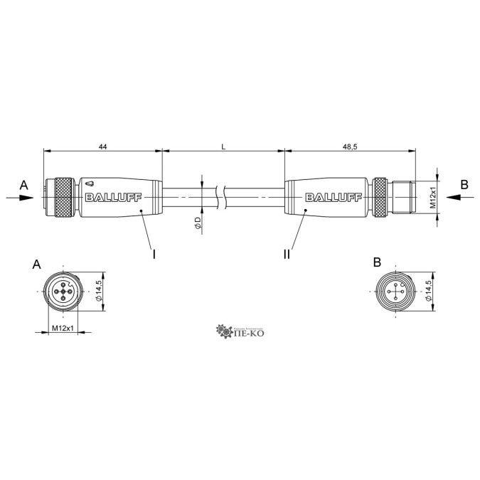 Кабель для датчиків Balluff BCC0AZZ (BCC M415-M414-3A-305-PS0434-010)