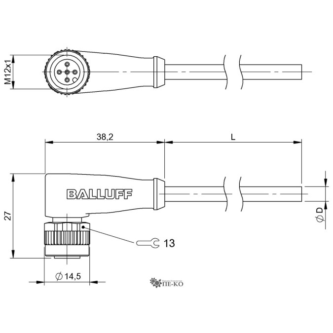 Кабель для датчиків Balluff BCC0CP2 (BCC M425-0000-1A-001-PX0334-050-C019)