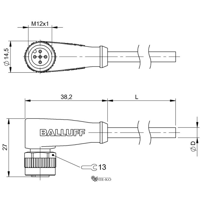 Кабель для датчиків Balluff BCC0CP4 (BCC M425-0000-1A-001-PX0334-050-C021)