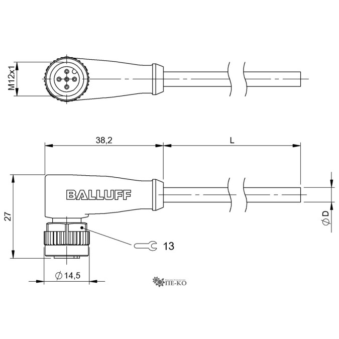 Кабель для датчиків Balluff BCC0CPL (BCC M425-0000-1A-003-PX8434-100-C020)