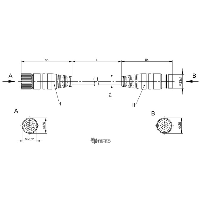 Кабель для датчиків Balluff BCC0E5H (BCC M61L-M61L-30-350-PX0LP4-050)