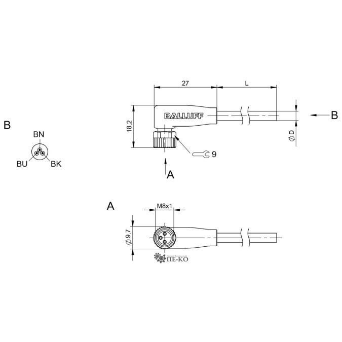 Кабель для датчиків Balluff BCC0ETU (BCC M323-0000-10-004-PX4334-050-C028)