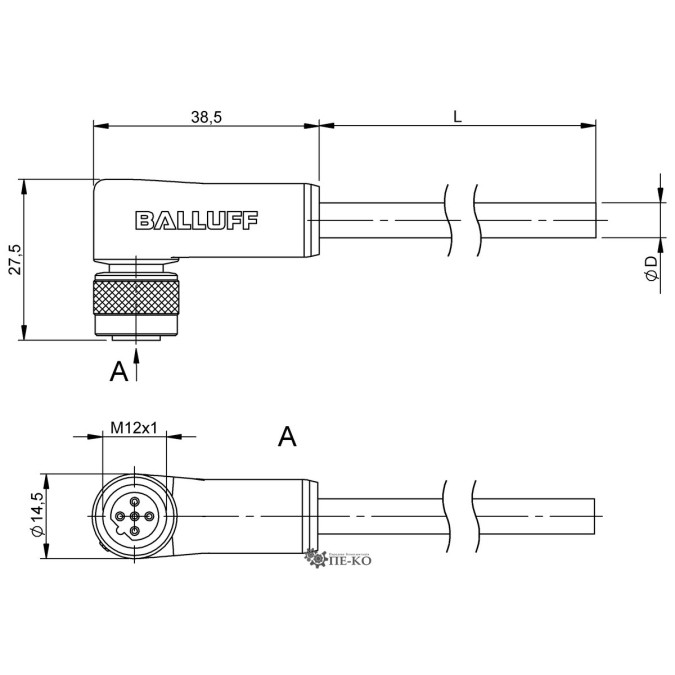 Кабель для датчиків Balluff BCC0FJW (BCC M425-0000-1B-031-PS72N1-100)