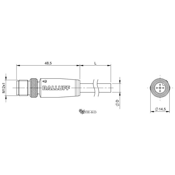 Кабель для датчиків Balluff BCC0H50 (BCC M415-0000-2A-016-PS0525-050)