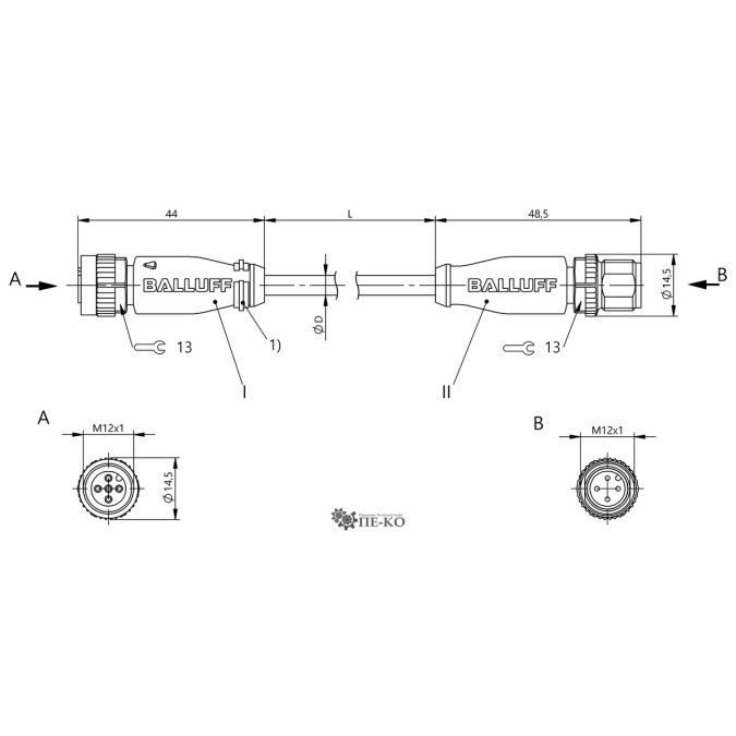 Кабель для датчиків Balluff BCC0HA2 (BCC M415-M414-3A-711-PX0434-010)