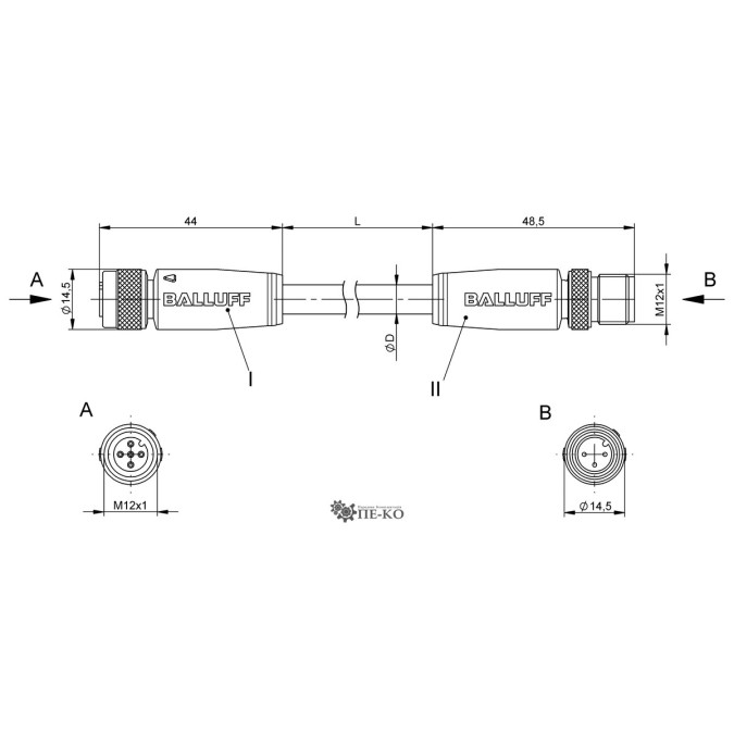 Кабель для датчиків Balluff BCC0HC8 (BCC M415-M413-3A-301-PS0334-050)