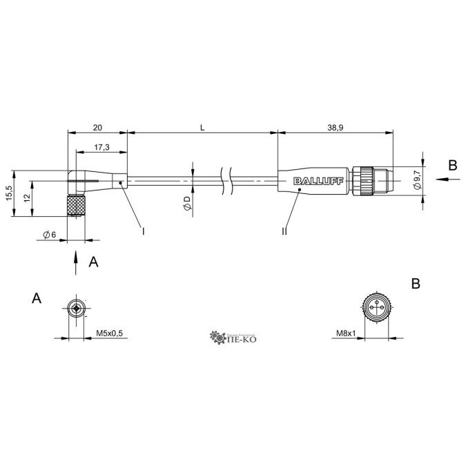 Кабель для датчиків Balluff BCC0HEW (BCC M224-M313-30-300-PX0314-010)