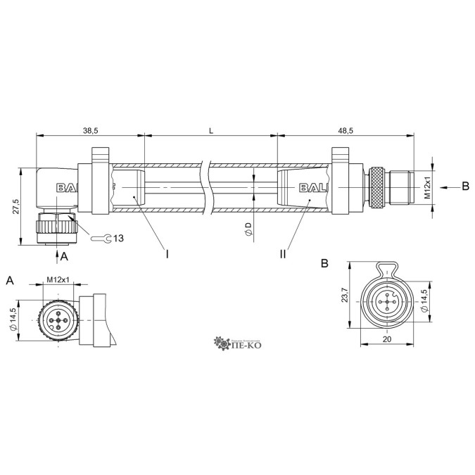 Кабель для датчиків Balluff BCC0HY4 (BCC W425-W414-3A-304-TW0434-050-C044)
