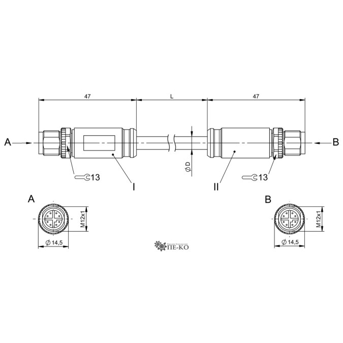 Кабель для датчиків Balluff BCC0HZR (BCC M418-M418-6X-378-PS58N9-050)