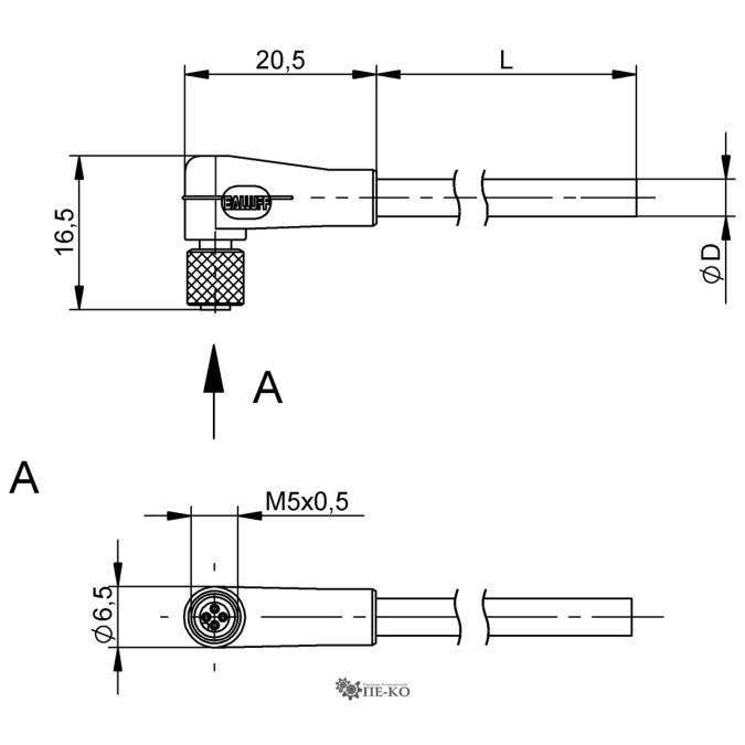 Кабель для датчиків Balluff BCC0J1Y (BCC M224-0000-10-003-PX0414-050)