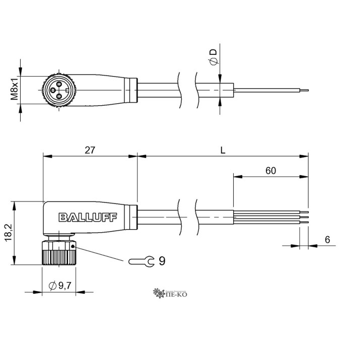 Кабель для датчиків Balluff BCC0JJM (BCC M323-0000-10-001-PX0334-050-C037)