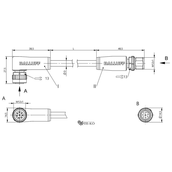 Кабель для датчиків Balluff BCC0JLE (BCC M428-M418-3A-320-PX0825-100)