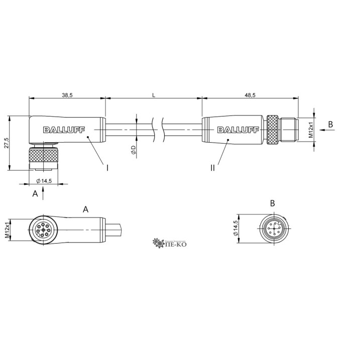 Кабель для датчиків Balluff BCC0JLU (BCC M428-M418-3A-351-PS0825-020)