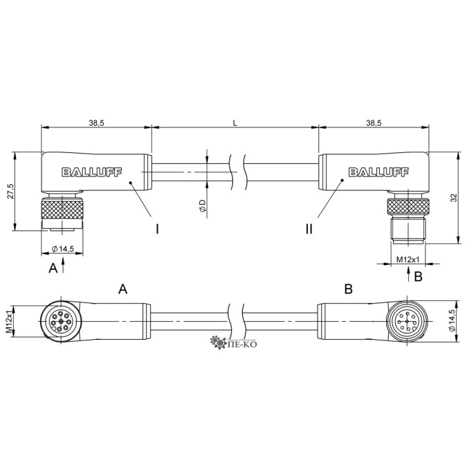 Кабель для датчиків Balluff BCC0JM1 (BCC M428-M428-3A-351-PS0825-050)