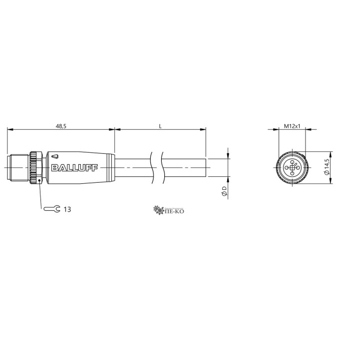 Кабель для датчиків Balluff BCC0JYK (BCC M414-0000-2T-003-PX04A5-100)