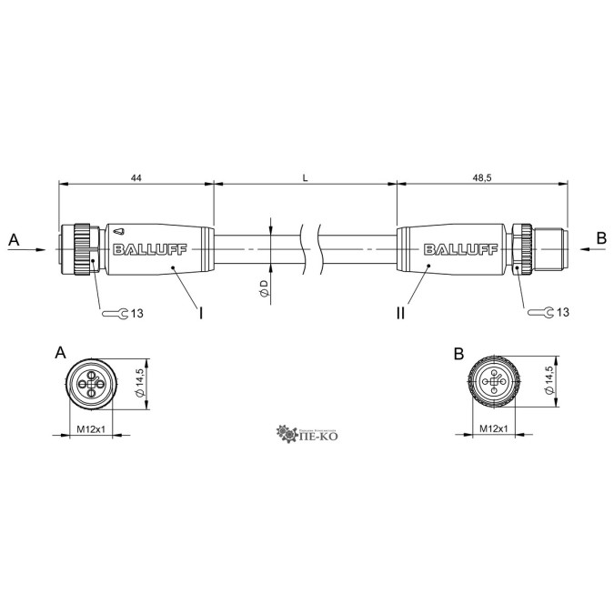 Кабель для датчиків Balluff BCC0JZ0 (BCC M414-M414-3T-304-PX04A5-020)