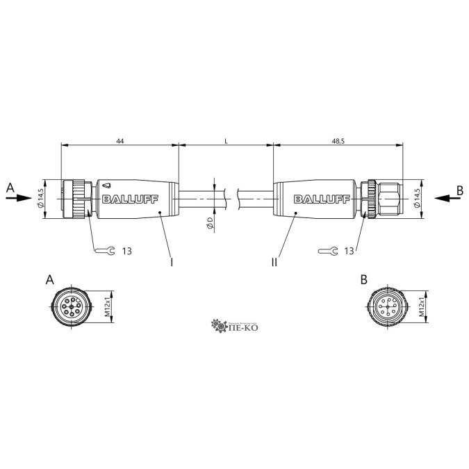 Кабель для датчиків Balluff BCC0JZY (BCC M418-M418-3A-728-PX4825-005-C033)